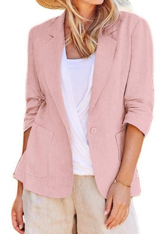 Women Cotton Linen Blazer Coat