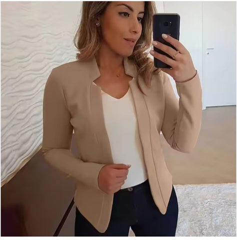 Summer Woman   Casual Long Sleeve Solid Jackets