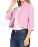 Women Short blazer Top Spring Summer 3/4 Sleeve Cropped  Causal