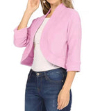 Women Short blazer Top Spring Summer 3/4 Sleeve Cropped  Causal