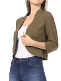 Women Short blazer Top Spring Summer 3/4 Sleeve Cropped  Causal