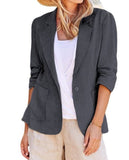 Women Cotton Linen Blazer Coat