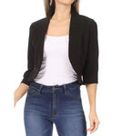 Women Short blazer Top Spring Summer 3/4 Sleeve Cropped  Causal