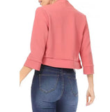 Women Short blazer Top Spring Summer 3/4 Sleeve Cropped  Causal