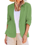 Women Cotton Linen Blazer Coat