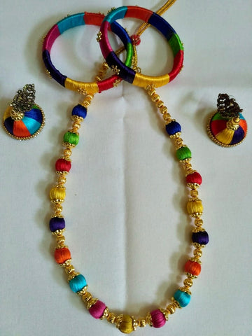 Women Silk Threaded Jewellery Set
