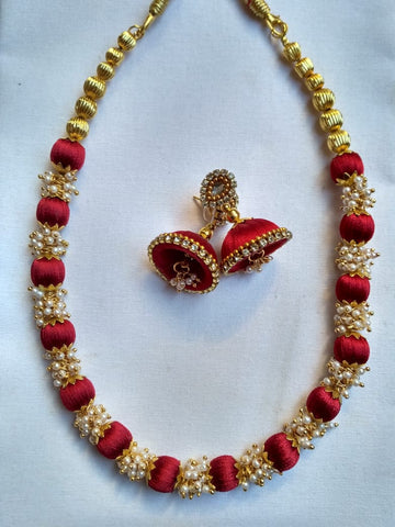 Women Silk Threaded Jewellery Set