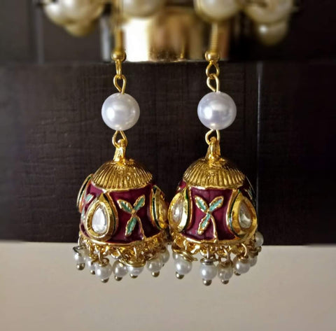 Meena work jhumkas