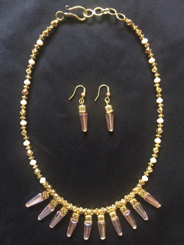 Rose crystal choker set