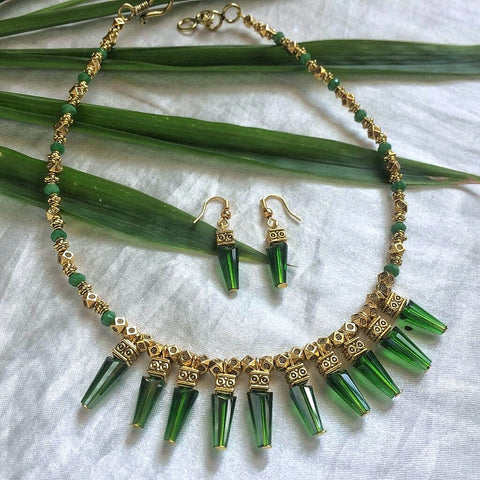 Emerald green crystal choker set
