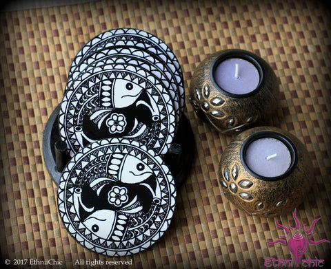 Coaster- Madhubani Fish