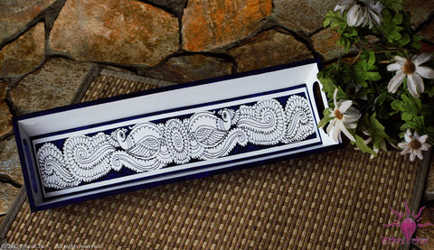 Narrow Tray- Tholu Peacock blue