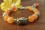 Peach agates bracelet with oxidised beads