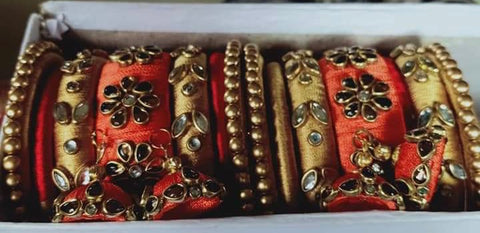 Silk threaded bangles with earrings