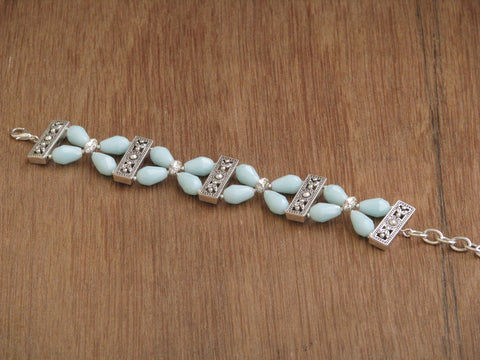 Sky blue swarovski beaded bracelet