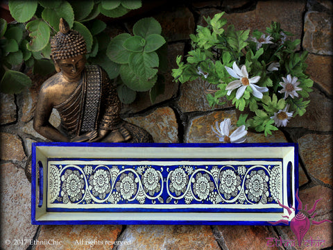 Narrow Tray- Tholu Blue Flower