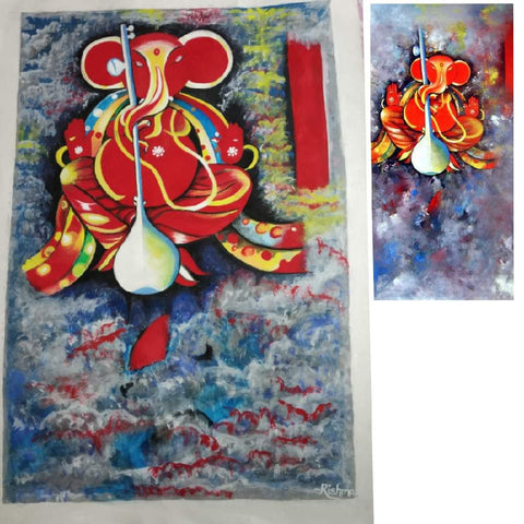 A Ganpati Painting for Vastu on Canvas