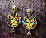 Ethniichic Hand Painted Yellow Color Mural Design With a Hanging Jhumka Earring