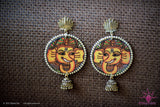 Ethniichic Hand Painted Yellow Color Ganesha Design With Hanging Jhumka Earring