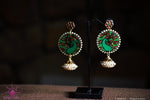 Ethniichic Hand Painted Green Color Mural Peacock Design With hanging Pearls Earring