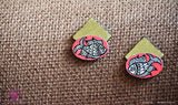 Ethniichic Hand painted Pink and Gold Color Madhubani Fish Studs Earring