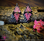 Ethniichic Hand painted Pink Color Lotus Design Studs Earring
