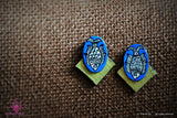 Ethniichic Hand painted Blue Color Madhubani Design Fish Stud earring