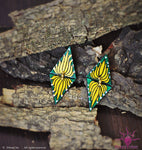 Ethniichic Hand painted Yellow Color Lotus Design Studs Earring