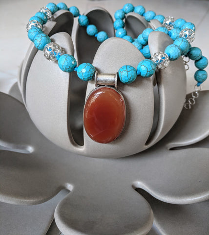 Faceted Phiroza/Terquoise Piece