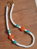 White opal crystal beaded contemporary neckpiece