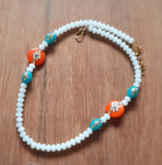 White opal crystal beaded contemporary neckpiece