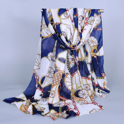 Women scarves fashion circle pattern velvet chiffon